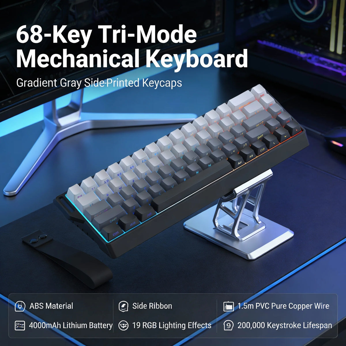 K68 — Wireless 65% Keyboard, Side-Engraved Gradient