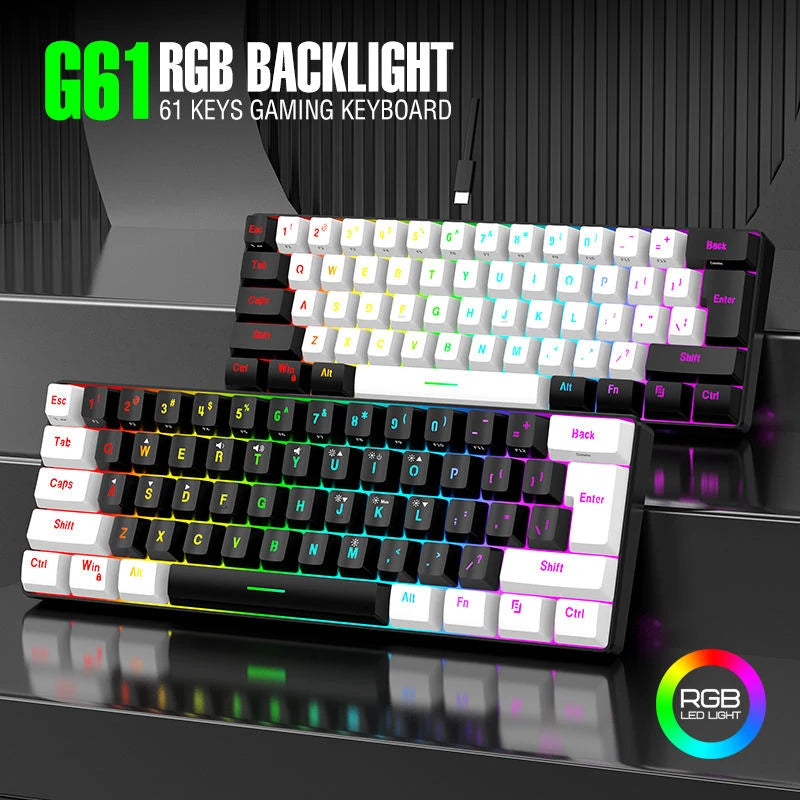 Portable 60% Gaming Keyboard — RGB, PBT Caps