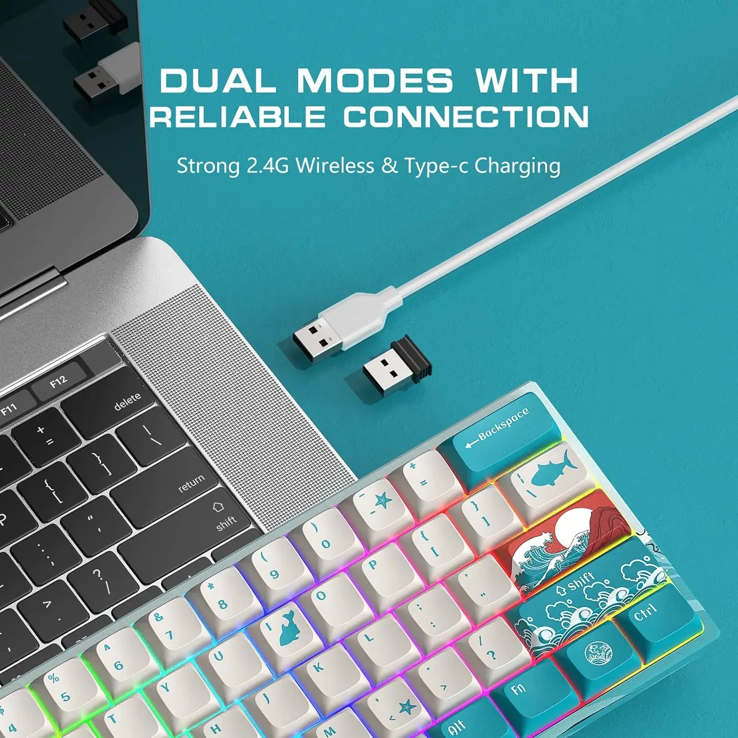 Wireless 60% Keyboard — Rechargeable, RGB