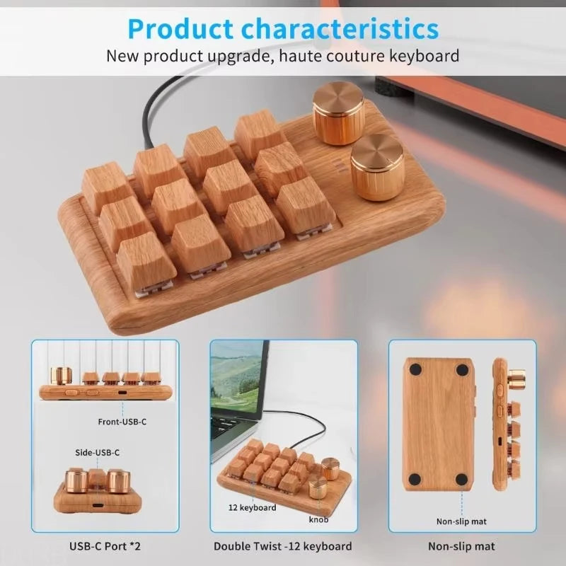12-Key Macropad — Dual Knobs, Programmable
