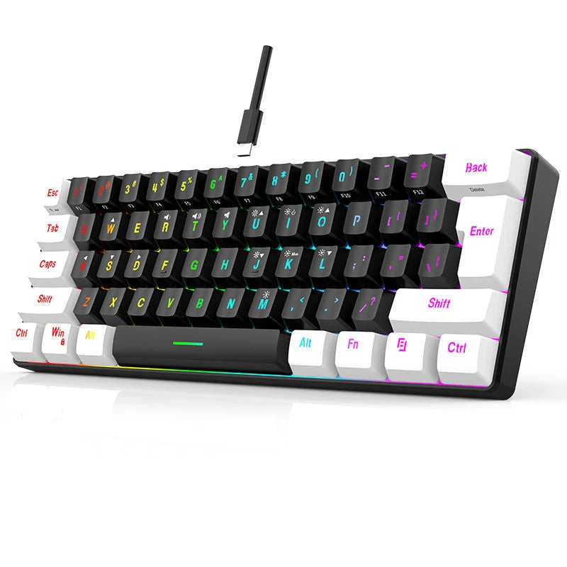 Portable 60% Gaming Keyboard — RGB, PBT Caps