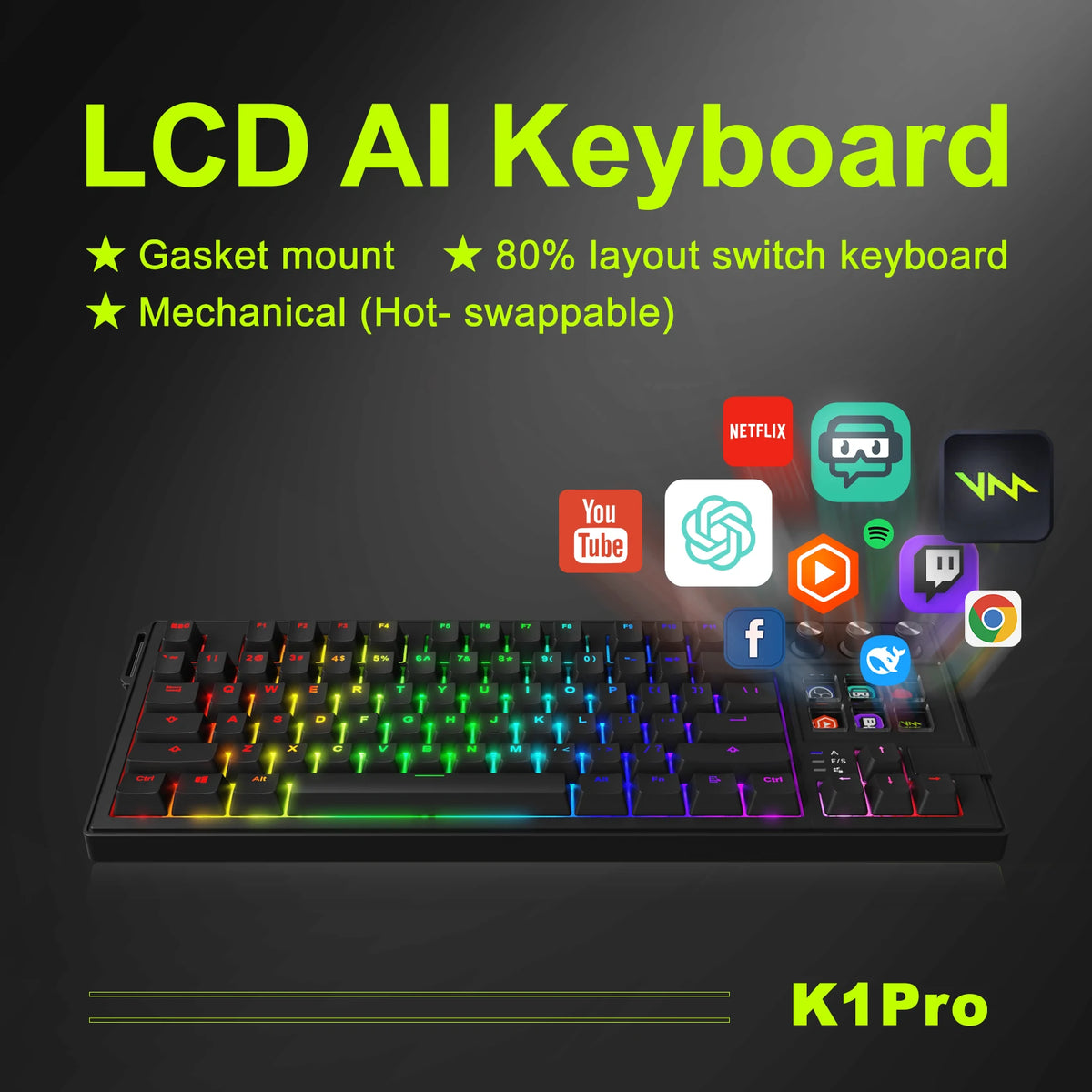 87-Key Mechanical Keyboard — TKL, Wired RGB