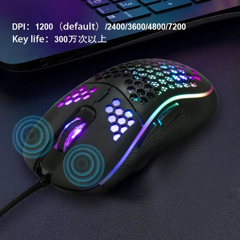 Honeycomb Gaming Mouse — 65g Ultra-Light