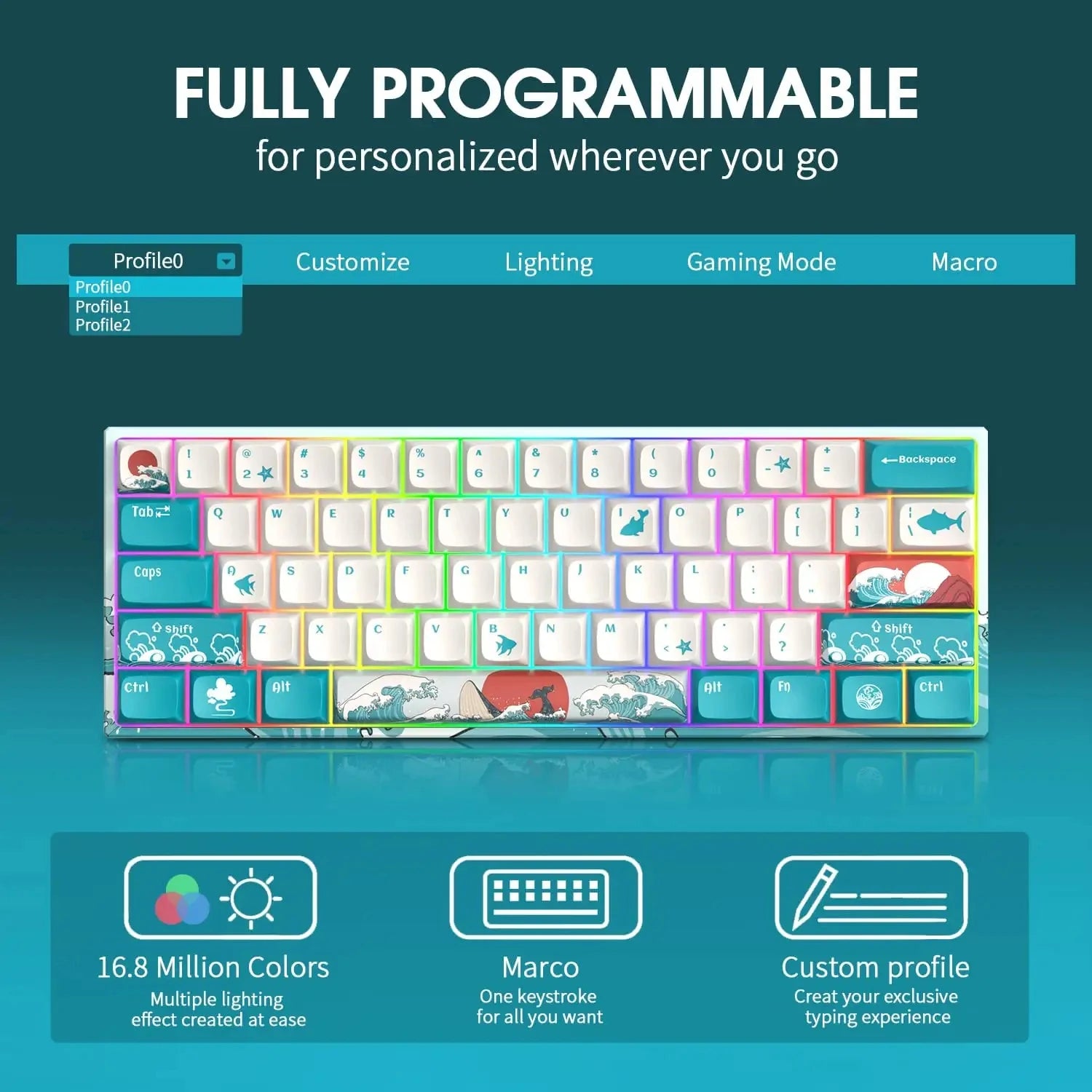 Wireless 60% Keyboard — Rechargeable, RGB