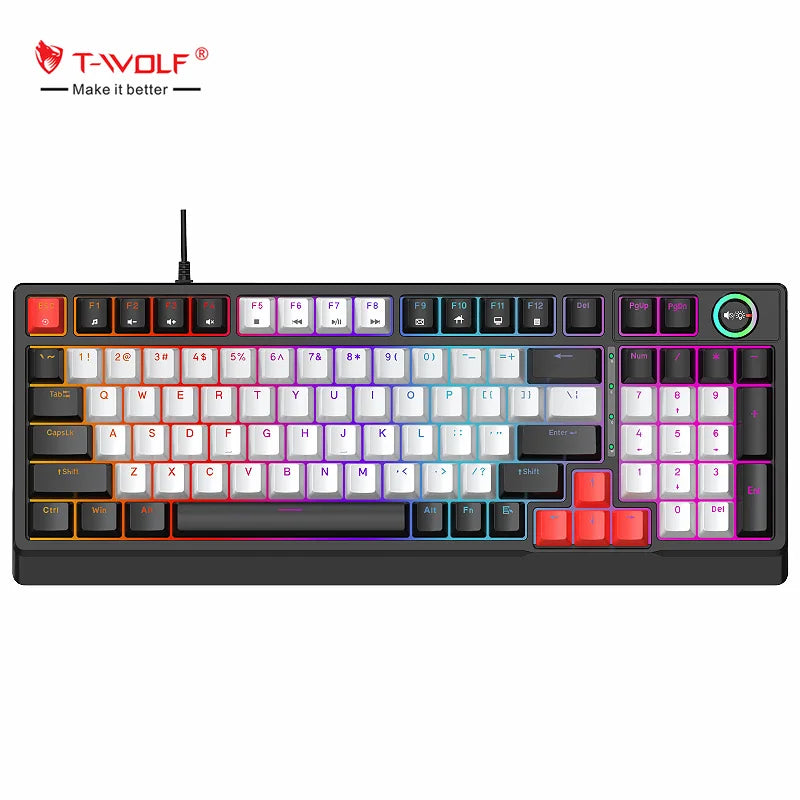T-WOLF T50 — Compact Keyboard with Volume Knob