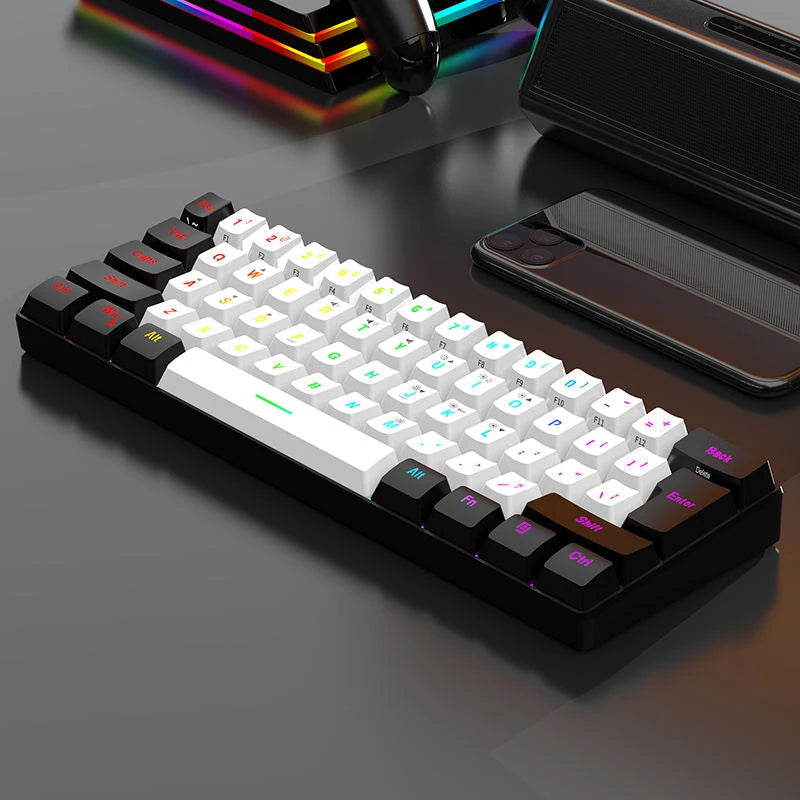 Portable 60% Gaming Keyboard — RGB, PBT Caps