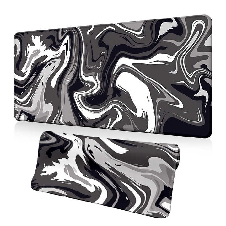 Marble swirl mousepad in black, white and grey