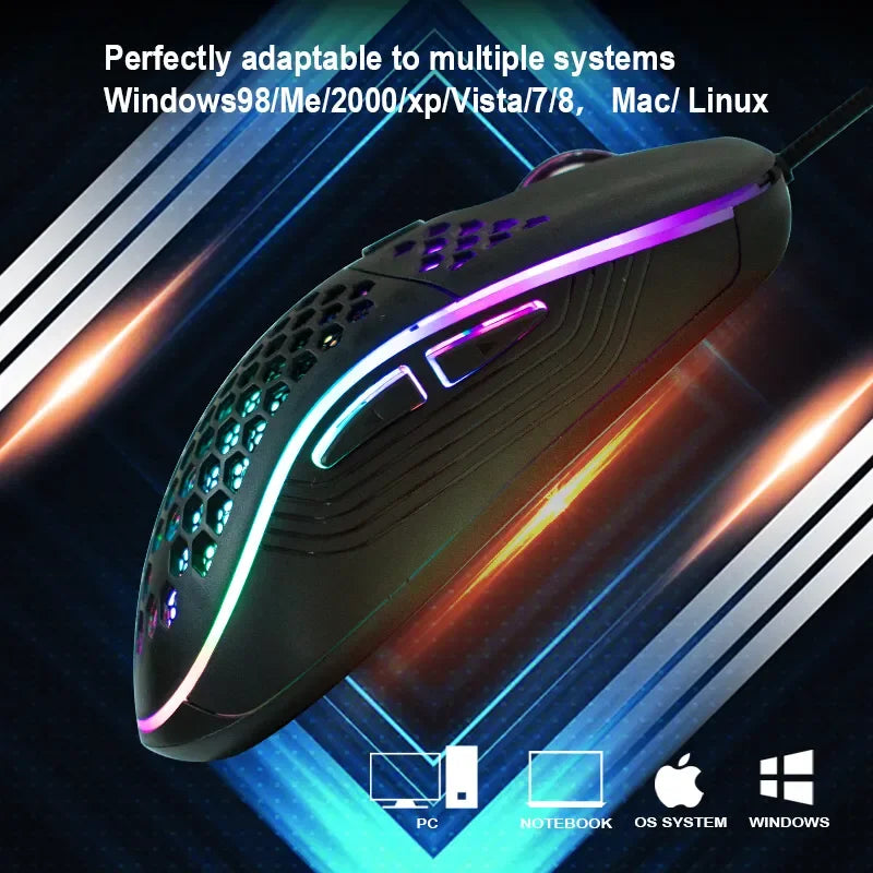 Honeycomb Gaming Mouse — 65g Ultra-Light