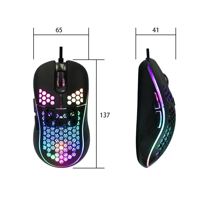 Honeycomb Gaming Mouse — 65g Ultra-Light