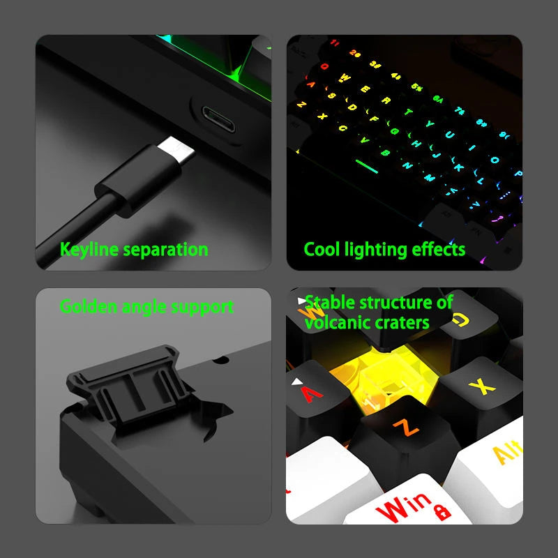 Portable 60% Gaming Keyboard — RGB, PBT Caps