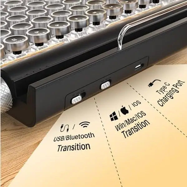 Retro Typewriter Keyboard — 83 Keys, Wireless