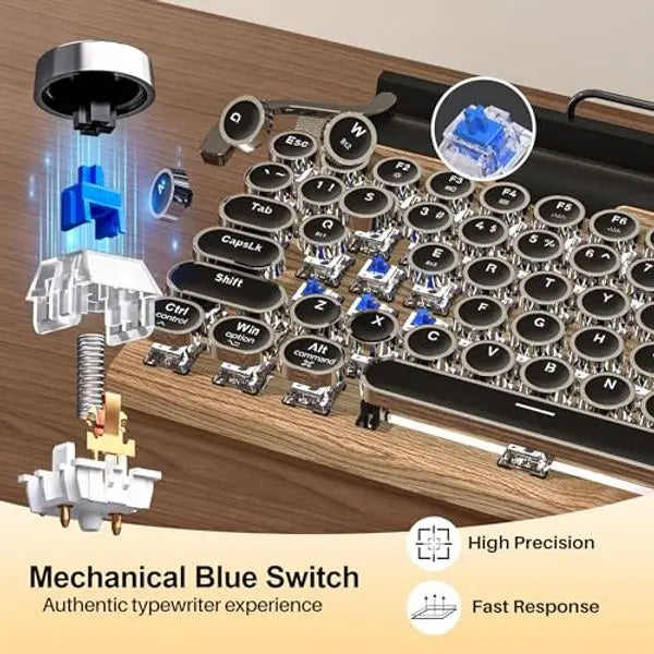 Retro Typewriter Keyboard — 83 Keys, Wireless