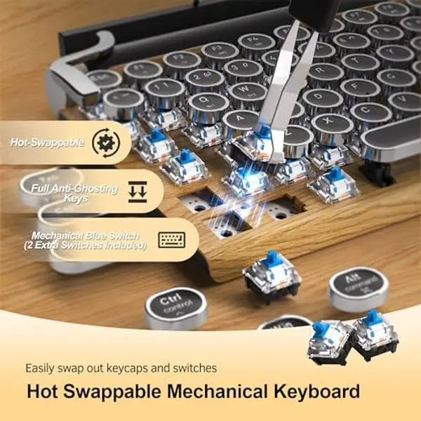 Retro Typewriter Keyboard — 83 Keys, Wireless