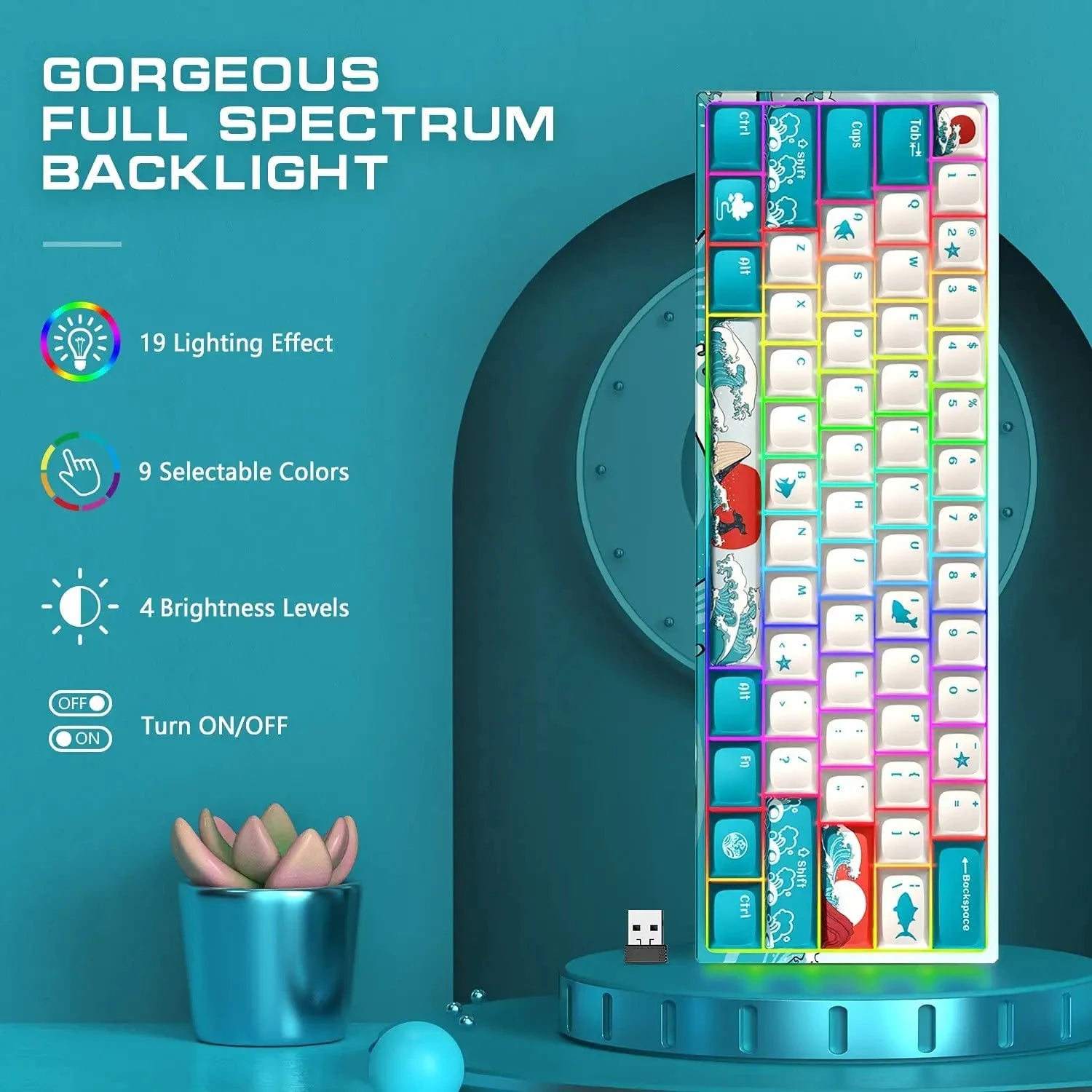 Wireless 60% Keyboard — Rechargeable, RGB