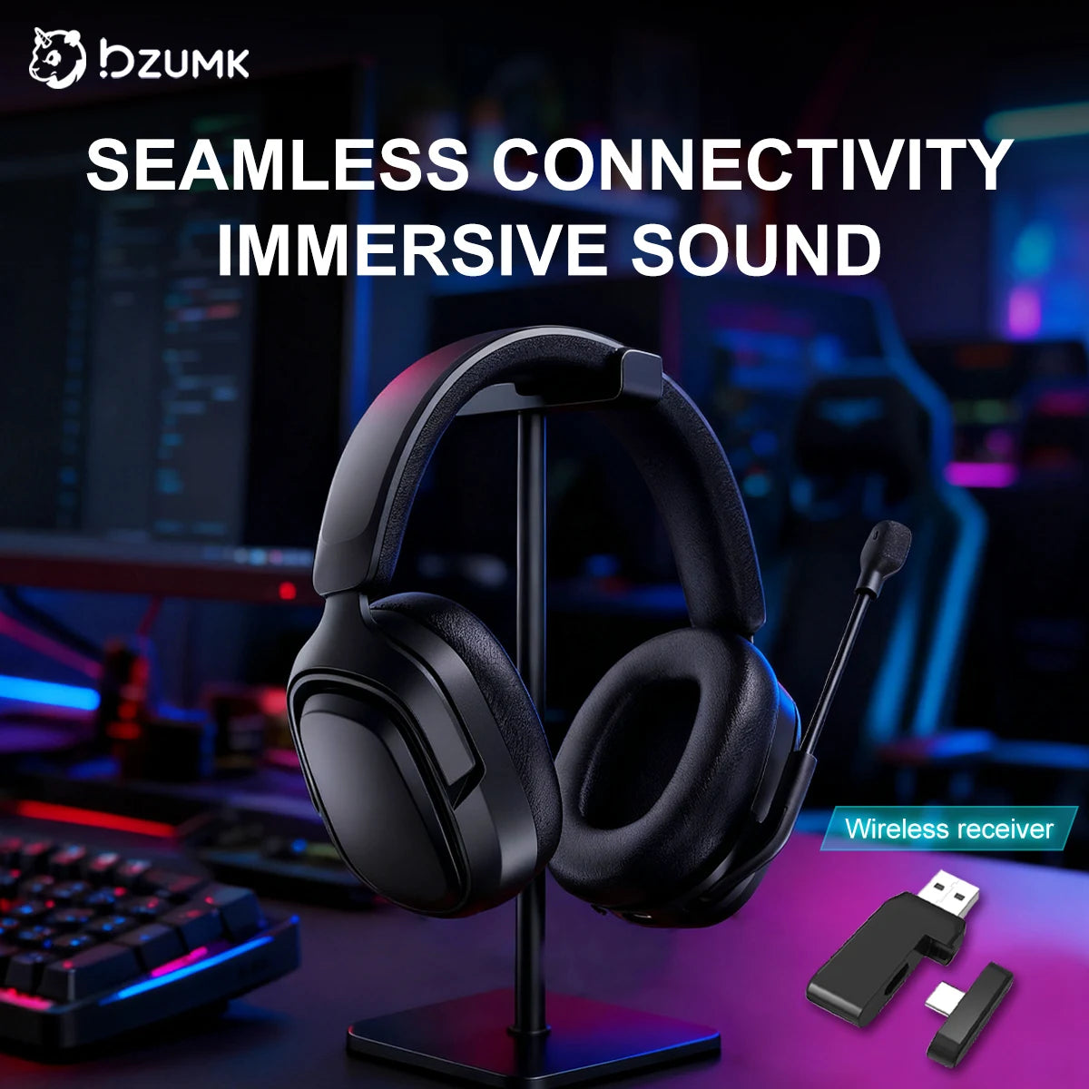 GT808 Wireless Gaming Headset — Rotating Mic