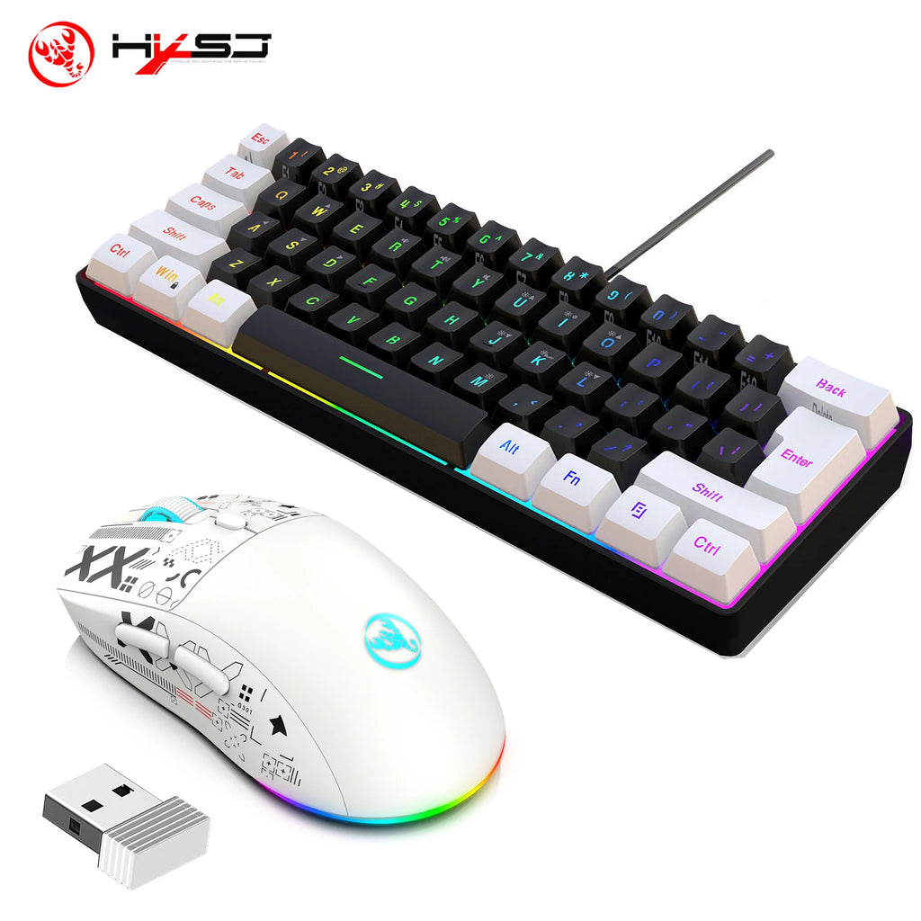 HXSJ 60% Keyboard + Wireless Mouse Bundle — RGB Set