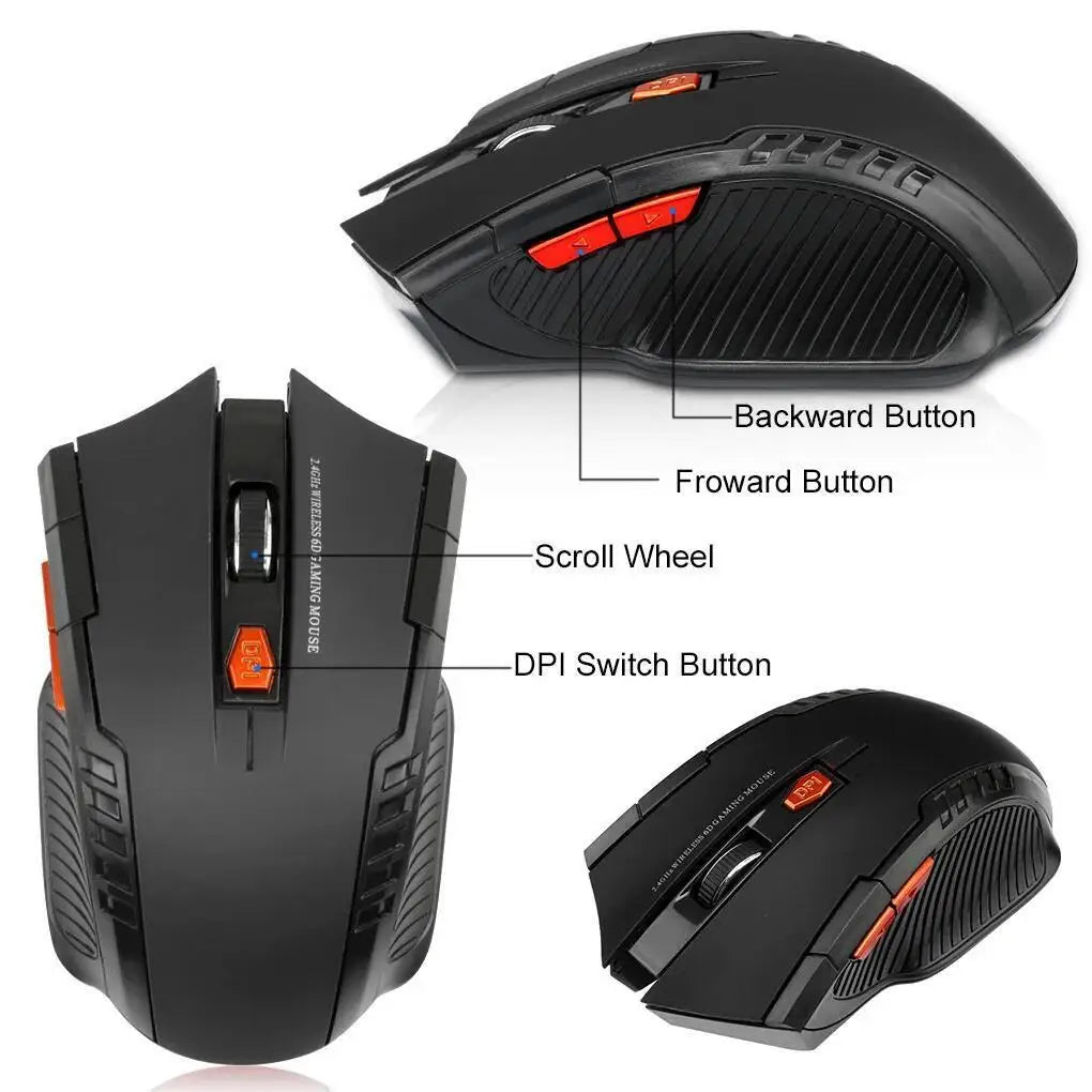 Mini Wireless Mouse — 6 Buttons, 1600 DPI
