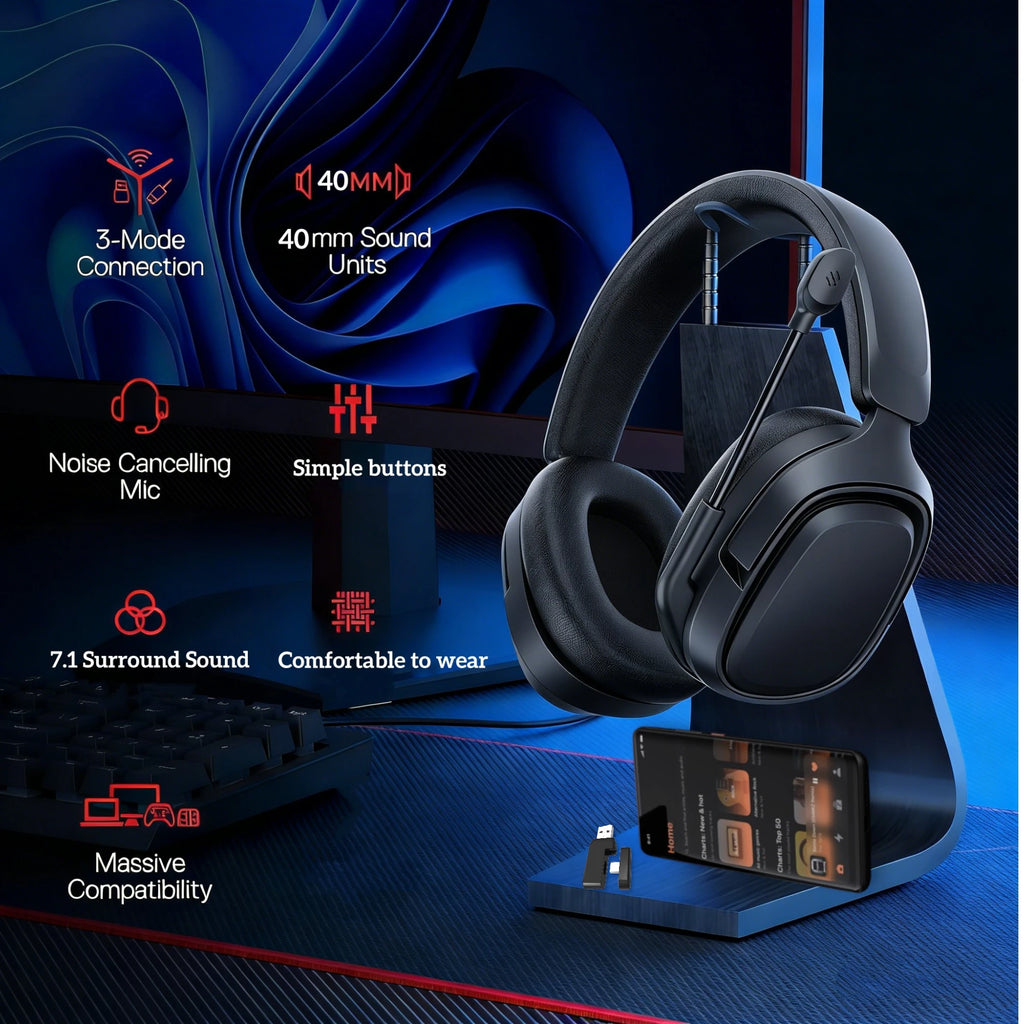GT808 Wireless Gaming Headset — Rotating Mic