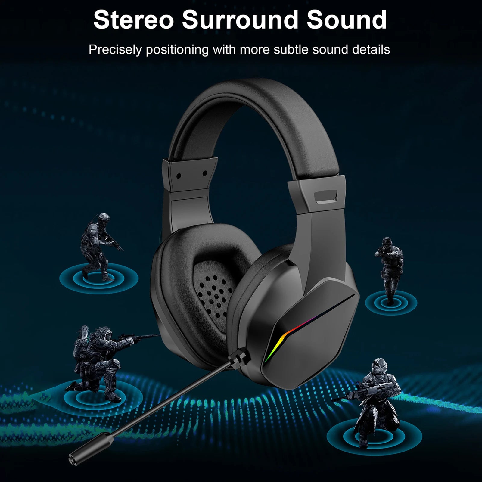 LED Wireless Gaming Headset — 40mm Drivers, Low Latency