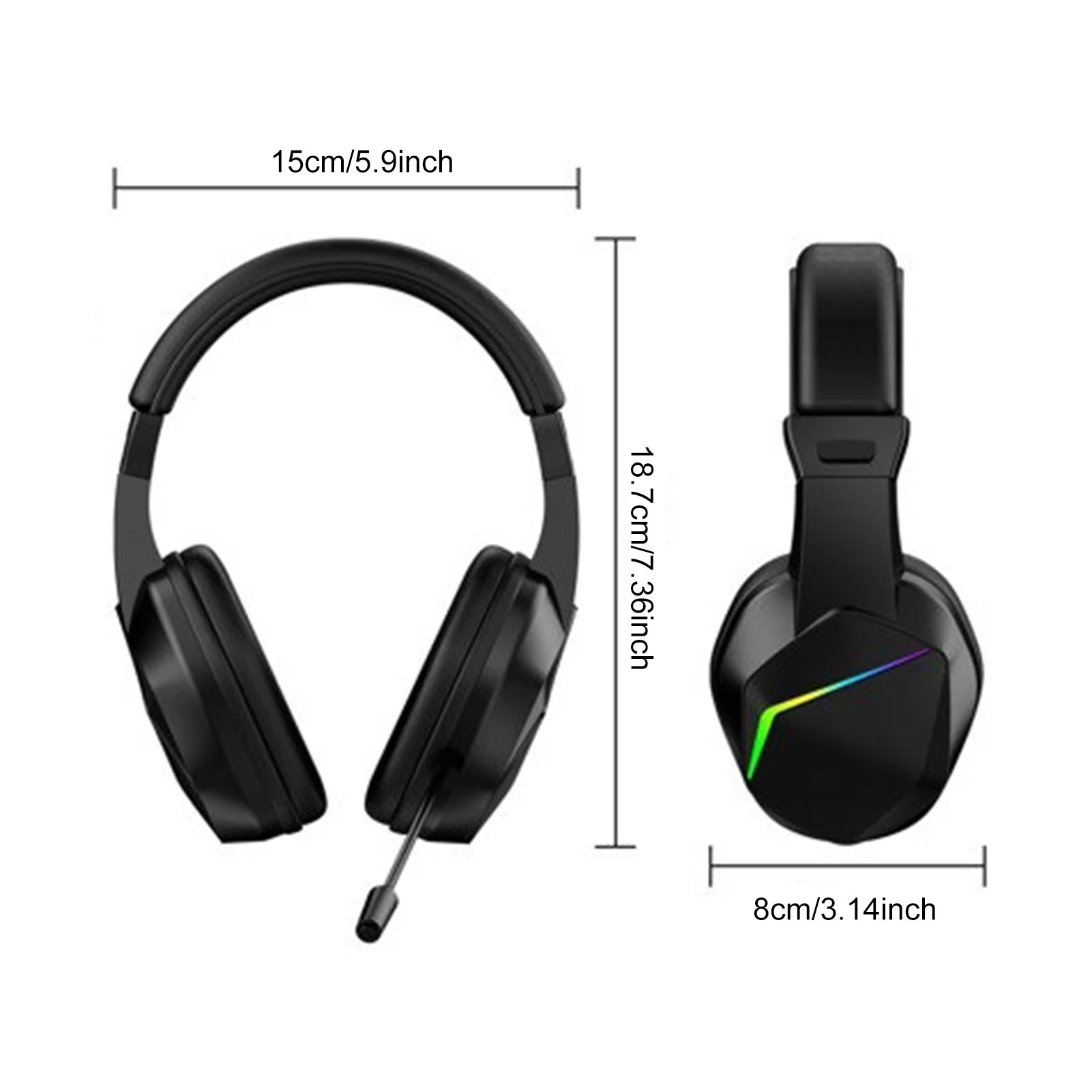 LED Wireless Gaming Headset — 40mm Drivers, Low Latency
