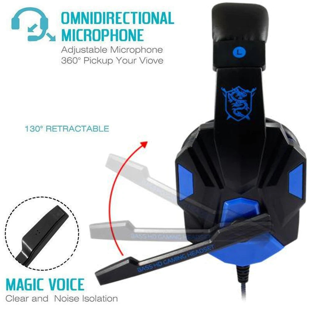 3.5mm Wired Gaming Headset — Noise Cancelling, Foldable